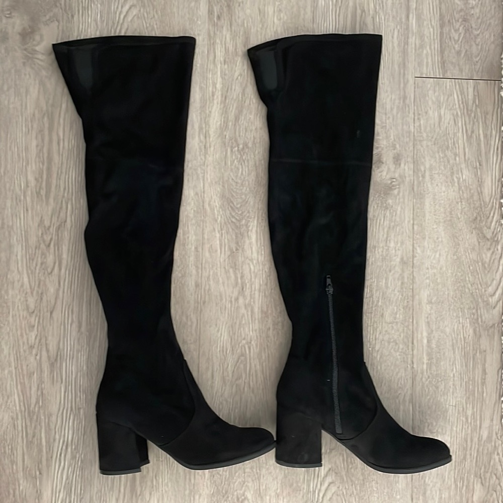 Over the knee black boots